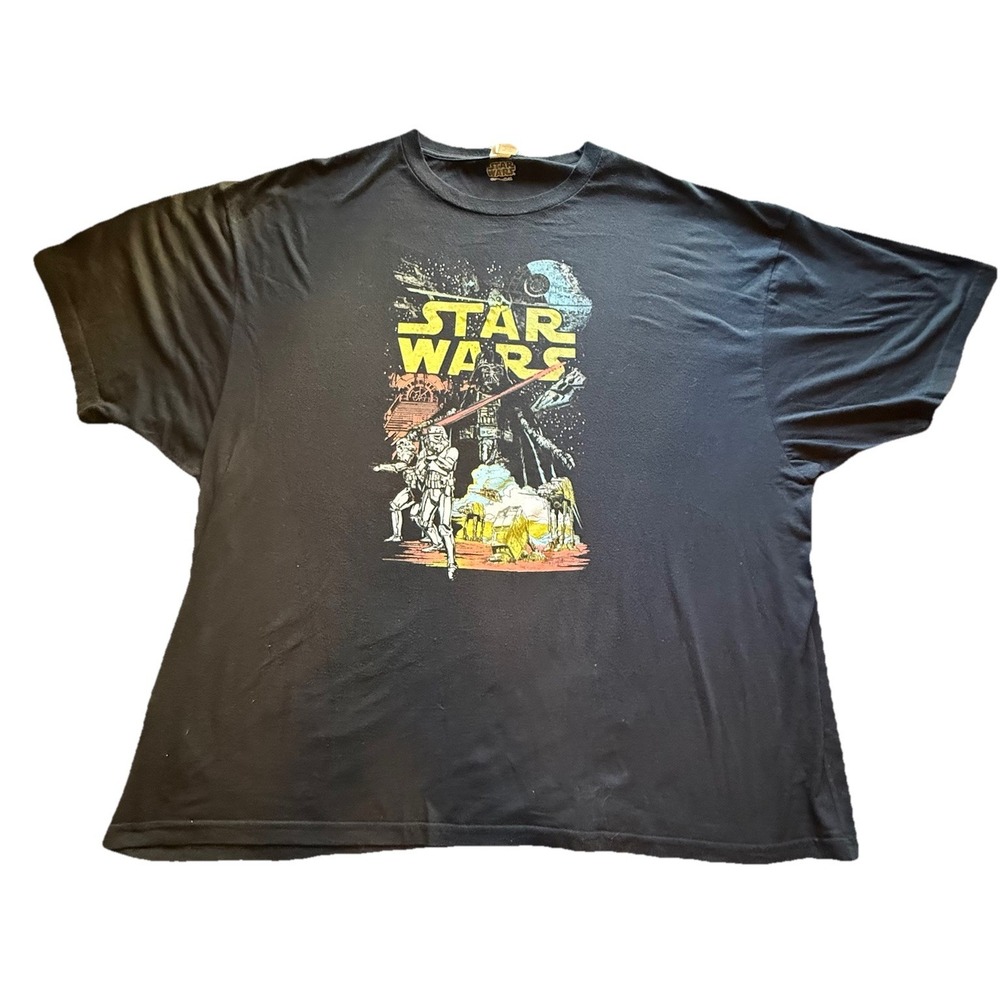 Star Wars Mens 5XL Black Graphic T-Shirt Darth Vader Death Star Movie Film Tee